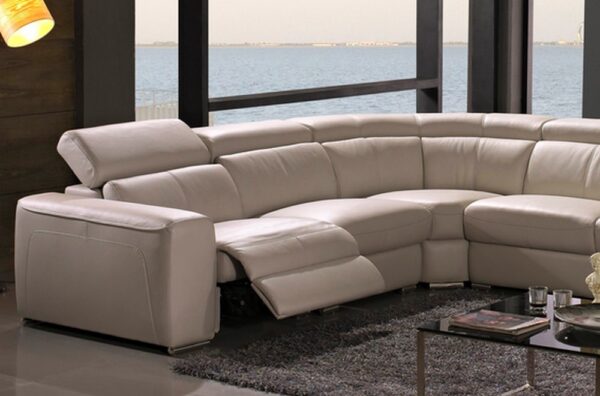 Canapé d'angle double relax en cuir - Beige – Image 3