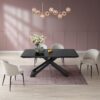 Table à manger extensible en céramique - Effet marbre noir