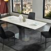 Table à manger extensible en céramique - Effet marbré blanc U.D.