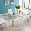 Table à manger transparente - extensible en verre trempé